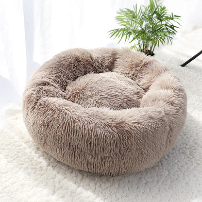 Long Plush Cat Bed House Soft Round Cat Bed Winter Pet Dog Cushion Mats For Small Dogs Cats Nest Warm Puppy Kennel 50/60/70cm