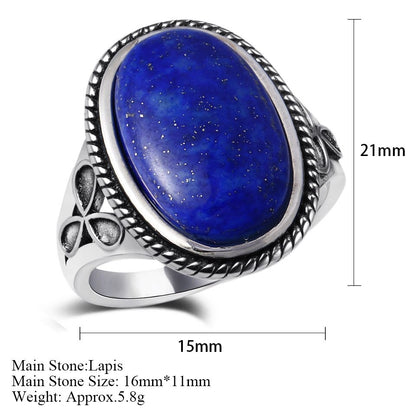 Oval Large Natural Lapis Various Gemstone Rings Silver Jewelry For Women Gift Engagement Rings Dropping