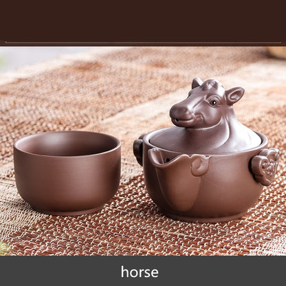 Chinese Twelve zodiac Portable Travel Tea Set Yixing Purple Clay Teapot Quik Pots Teaware Chinese Drink Teapots NLSLASI