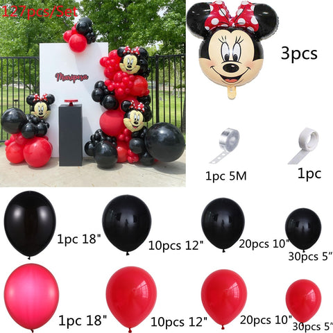 Disney Minnie Mouse Head Foil Balloons Garland Arch Kit Pink Gold Latex Balloons Birthday Baby Shower Party Decoration Supplies