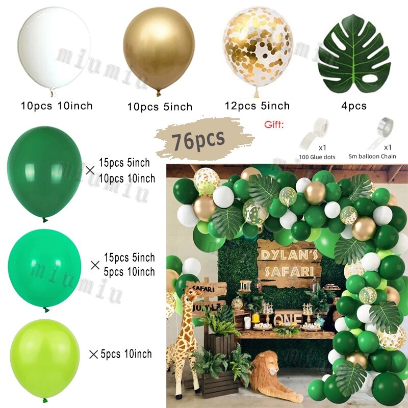 Metal Green Gold Balloon Garland Arch Kit Kids Birthday Wedding Party Matte Black White Latex Balloons Baby Shower Decorations
