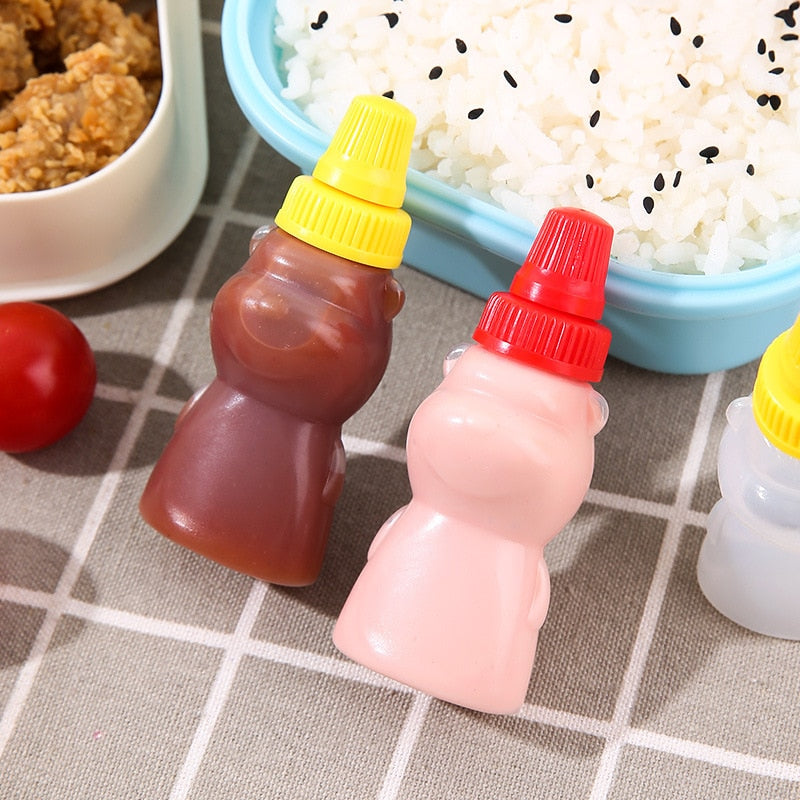 Mini Condiment Squeeze Bottle box Salad Dressing Ketchup Squeeze Jar Container Plastic Portable Lunch Box