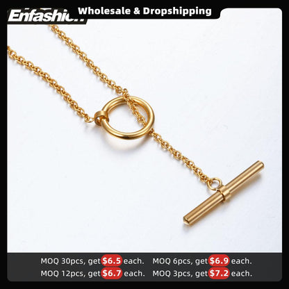 Enfashion Classic Knot Pendants Necklaces Stainless Steel Gold color Choker Necklace For Women Long Chain Jewelry Collier