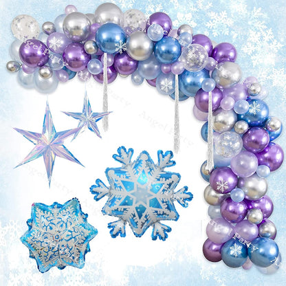 Flash Snowflake Elsa Frozen Arche Ballon Anniversaire Happy Birthday Snow Queen Balloons Party Decoration Kit Baby Shower Globos