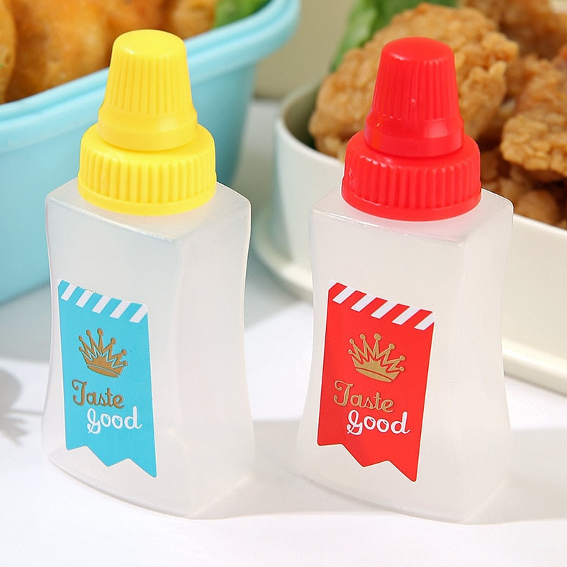 Mini Condiment Squeeze Bottle box Salad Dressing Ketchup Squeeze Jar Container Plastic Portable Lunch Box