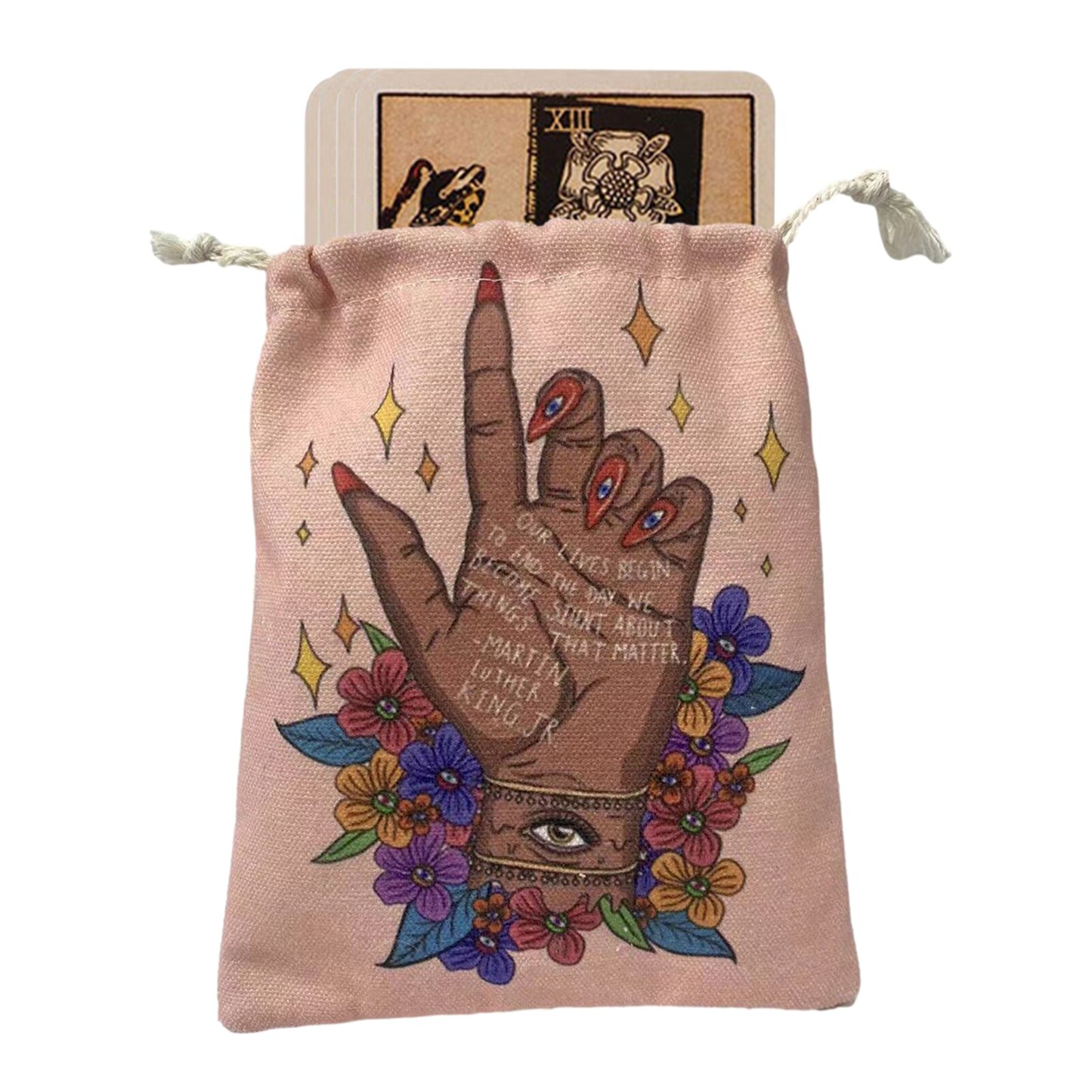 Eyes Hand Pattern Tarot Cards Storage Bag Tarot Card Deck Holder Pouch Drawstring Jewelry Board Games Dice Gift Bags Organizer