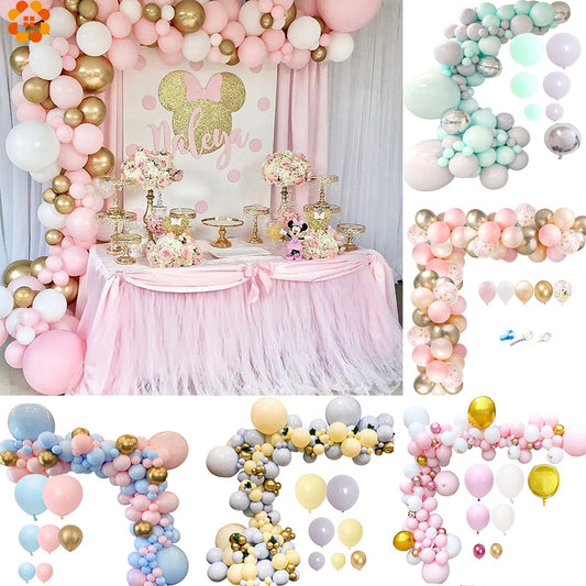 1set Macaron Balloon Arch Grey Pink Balloon Rose Gold Confetti Wedding Party Decoration Baby Shower Gender Reveal Supplies