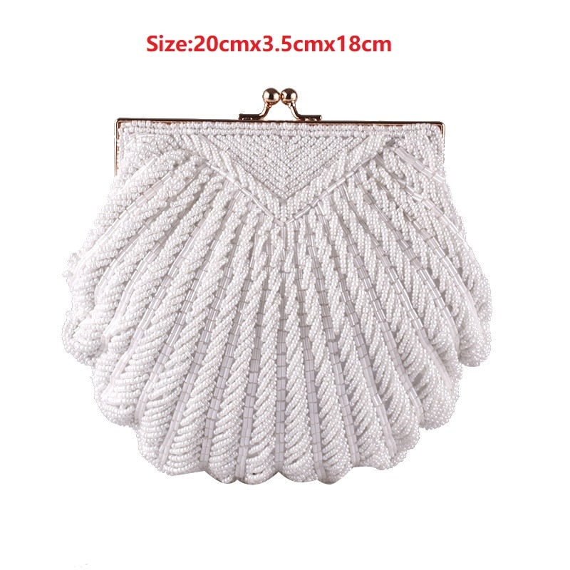 Evening Bags Women Clutch Bags Evening Clutch Bags Wedding Bridal Handbag Pearl Beaded Fashion Shell Chain Party Bags LI-383