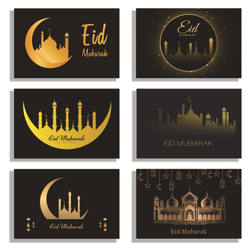 Ramadan Decoration Golden Black Banner Balloon Disposable Dinnerware Set Paper Plate EID Mubarak Party Decoration Muslim favor