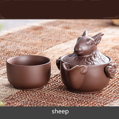 Chinese Twelve zodiac Portable Travel Tea Set Yixing Purple Clay Teapot Quik Pots Teaware Chinese Drink Teapots NLSLASI