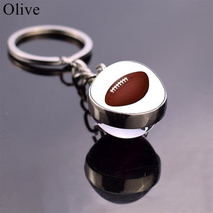 Glass Ball Keychain Tennis Keychain Football Baseball Volleyball Soccer Basketball Key Chains Ball Keyring Fashion Jewelry