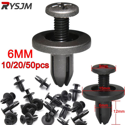 10~ 50pcs Car 6mm Hole Plastic Rivets Fastener Push Clip Black Auto Vehicle Door Trim Panel Retainer Fastener Clips For Toyota