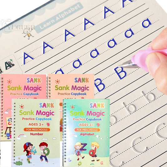 4Books Pen Magic Copy Book Free Wiping Children&#39;s Kids Writing Sticker Practice English Copybook For Calligraphy Montessori Gift