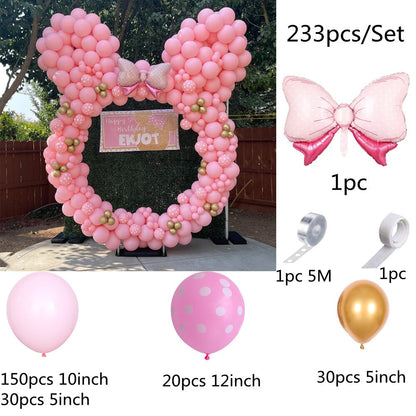 Disney Minnie Mouse Head Foil Balloons Garland Arch Kit Pink Gold Latex Balloons Birthday Baby Shower Party Decoration Supplies