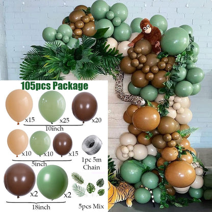 Animal Printed Balloon Arch Kit Jungle Safari Green Latex Balloons Wild One Birthday Wedding Baby Shower Party Decor Supplies