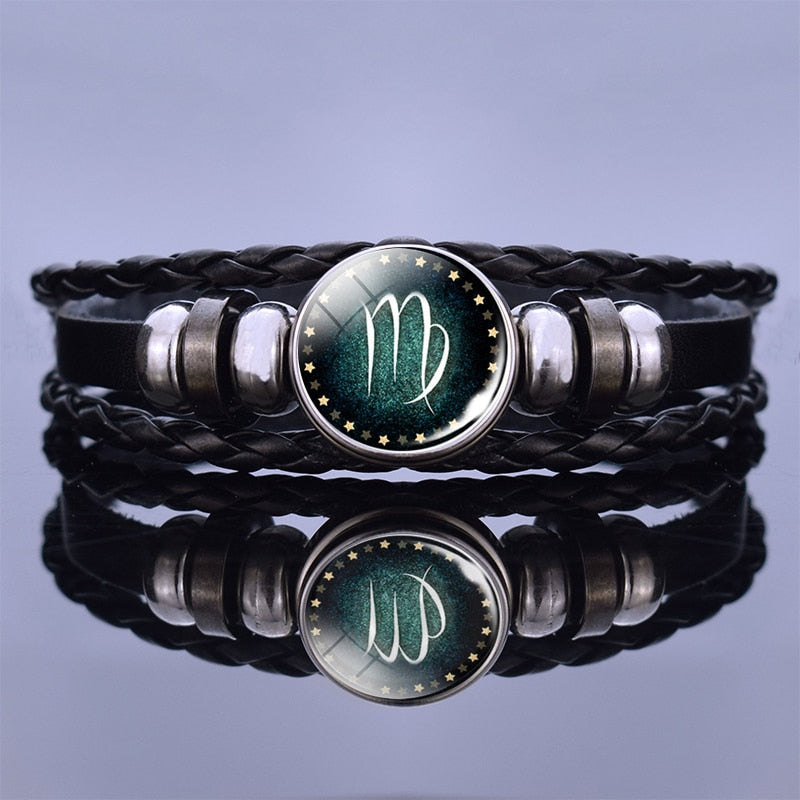 12 Zodiac Signs Constellation Charm Bracelet Men Women Fashion Multilayer Weave leather Bracelet &amp; Bangle Birthday Gifts