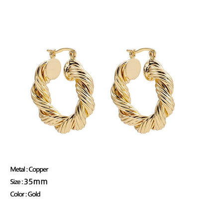 Classic Stainless Steel Ear Buckle for Women Trendy Gold Color Small Large Circle Hoop Earrings Punk Hip Hop Jewelry Accessories