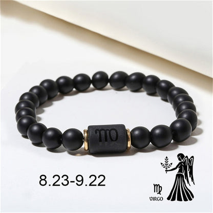 Fashion Zodiac Bracelets For Women Men Matte Black Agate Beads Wristbands Couple Gifts Jewelry Beaded Bracelets