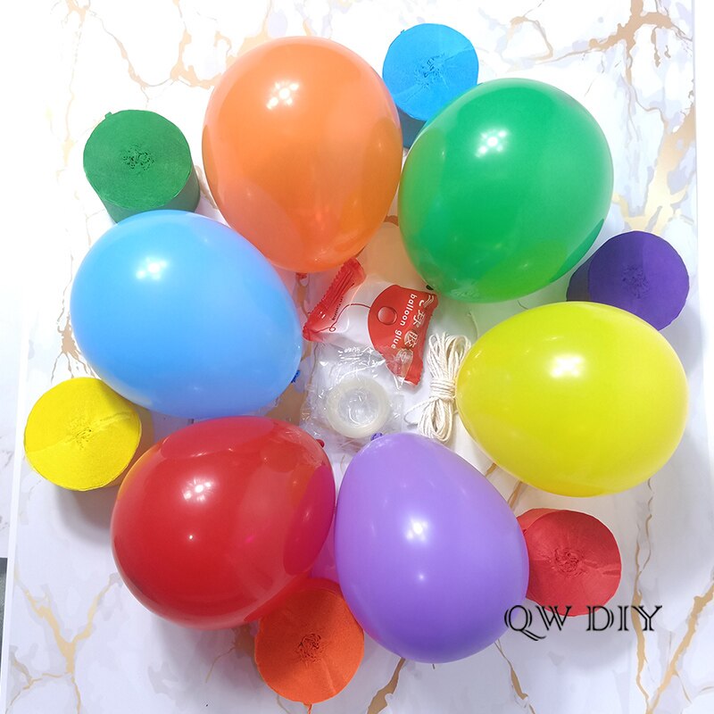 6 Colors Crepe Paper Latex Balloons Rainbow Birthday Decoration Kit Gender Reveal Party Balloon Wedding Oh Baby Shower Boy Girl