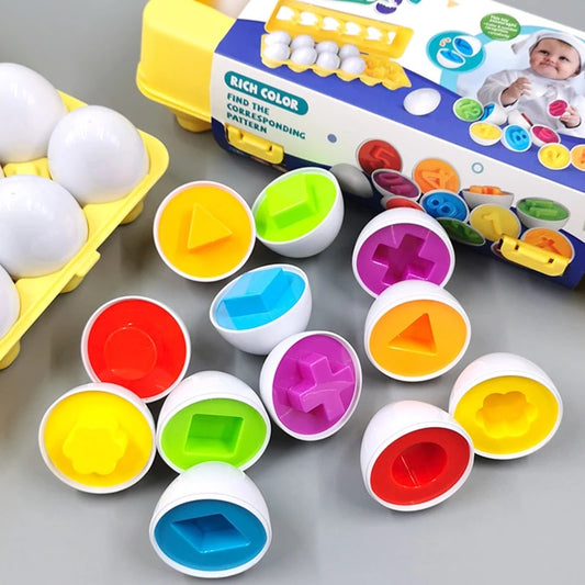 12PCS Montessori Learning Education Math Toys Kids Match Smart Eggs Screws 3D Puzzle Game For Children Educational Toys Easter