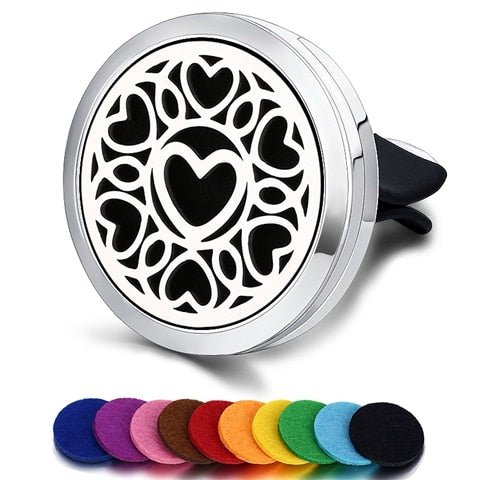 Refillable Car Air Freshener Smell Perfume Diffuser Clip Auto Vent Essential Oil Stainless Steel Locket Interior Accessories