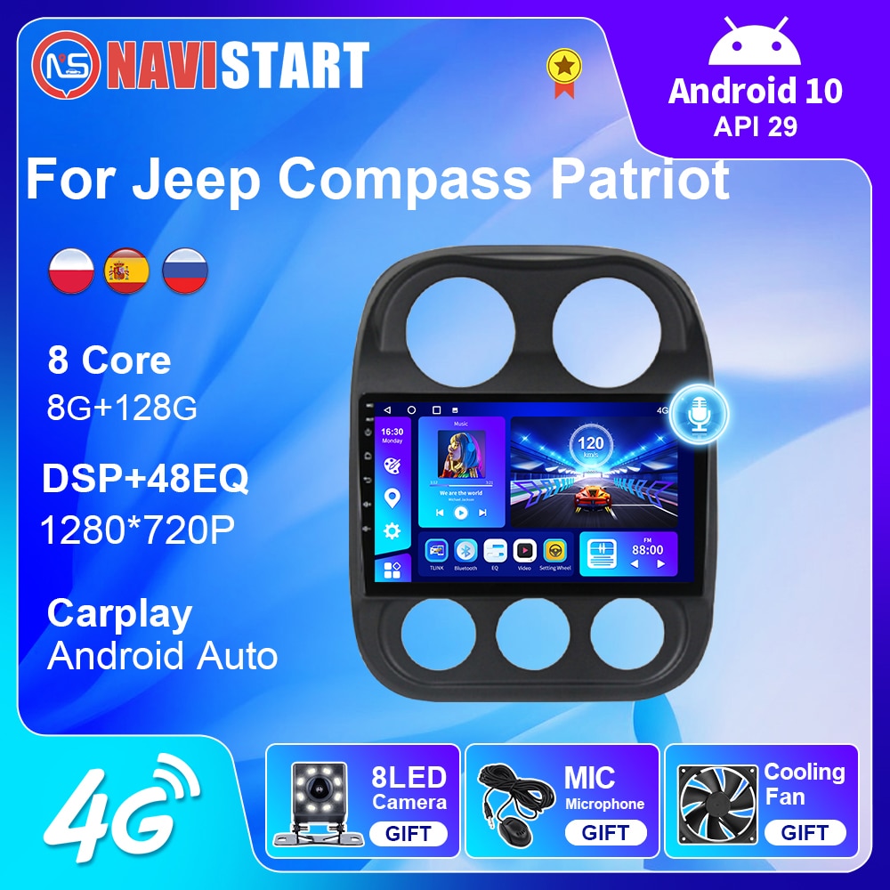 NAVISTART Car Radio For Jeep Compass Patriot 2010-2016 Autoradio Stereo 2 Din Player GPS Navigation Carplay DSP OBD No CD Player