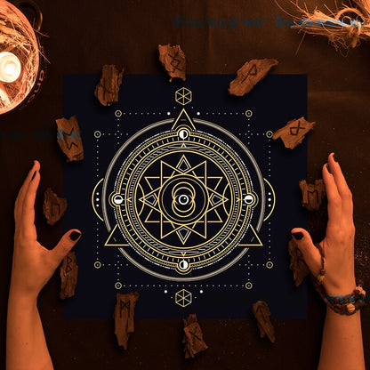 Home Decor Tablecloth Mystical Divination Horoscope Tarot Tablecloth Altar Cloth Pagan Clock Pendulum Witchcraft Oracle Room