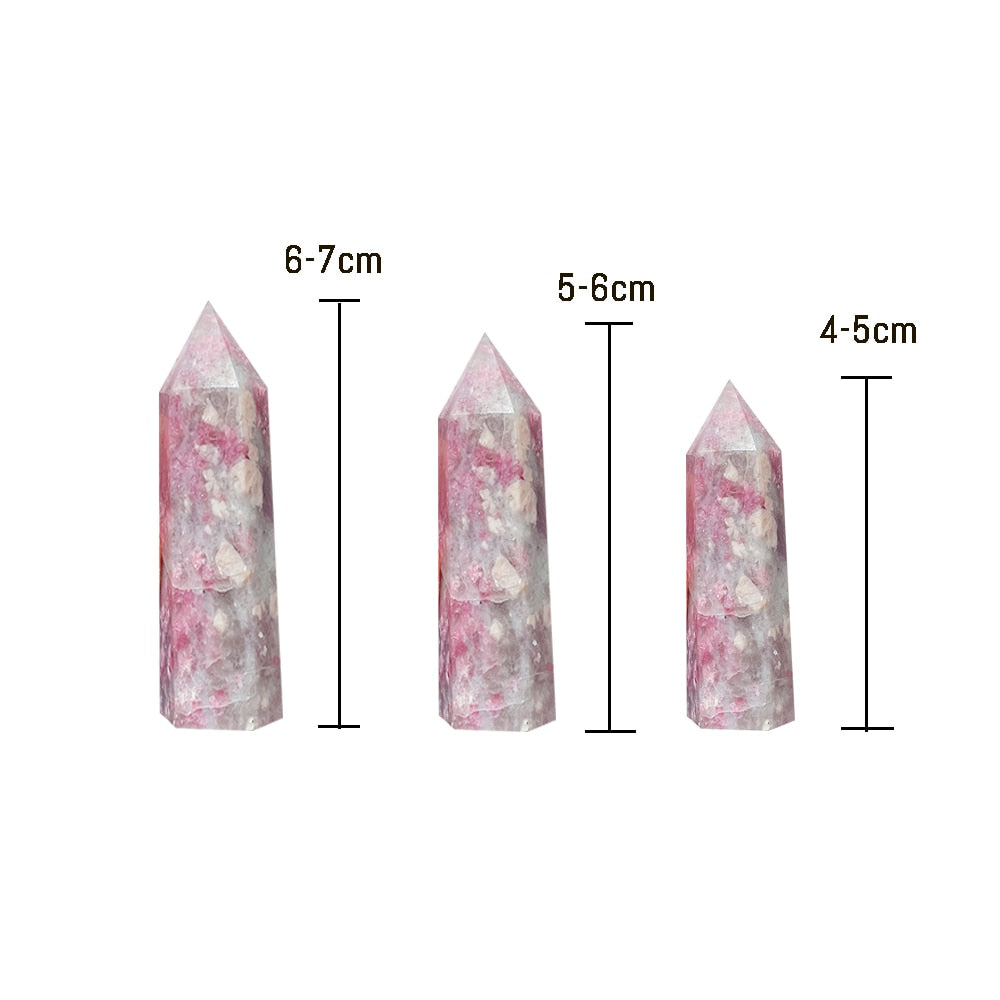 Beautiful Natural Quartz Tower Healing Plum Blossom Tourmaline Crystal Point Faceted Prism Wand Energy Ore Mineral Home Decor