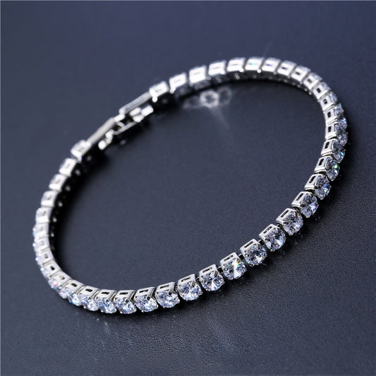 4mm Cubic Zirconia Green Tennis Bracelet Chain Bracelets For Women Men Gold Silver Color Hand Chain CZ Chain Homme Jewelry