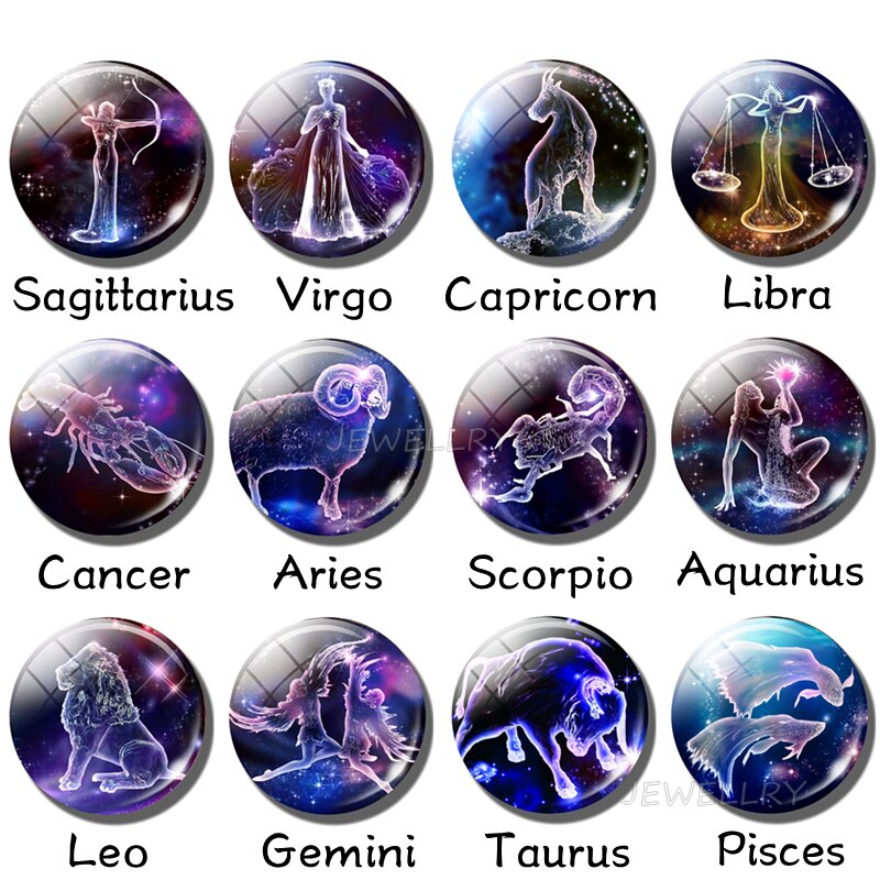 Glowing 12 Constellation Keychain Luminous Glass Ball Pendant Zodiac Key Rings Jewelry Birthday Gift Scorpio Leo Libra Keyrings