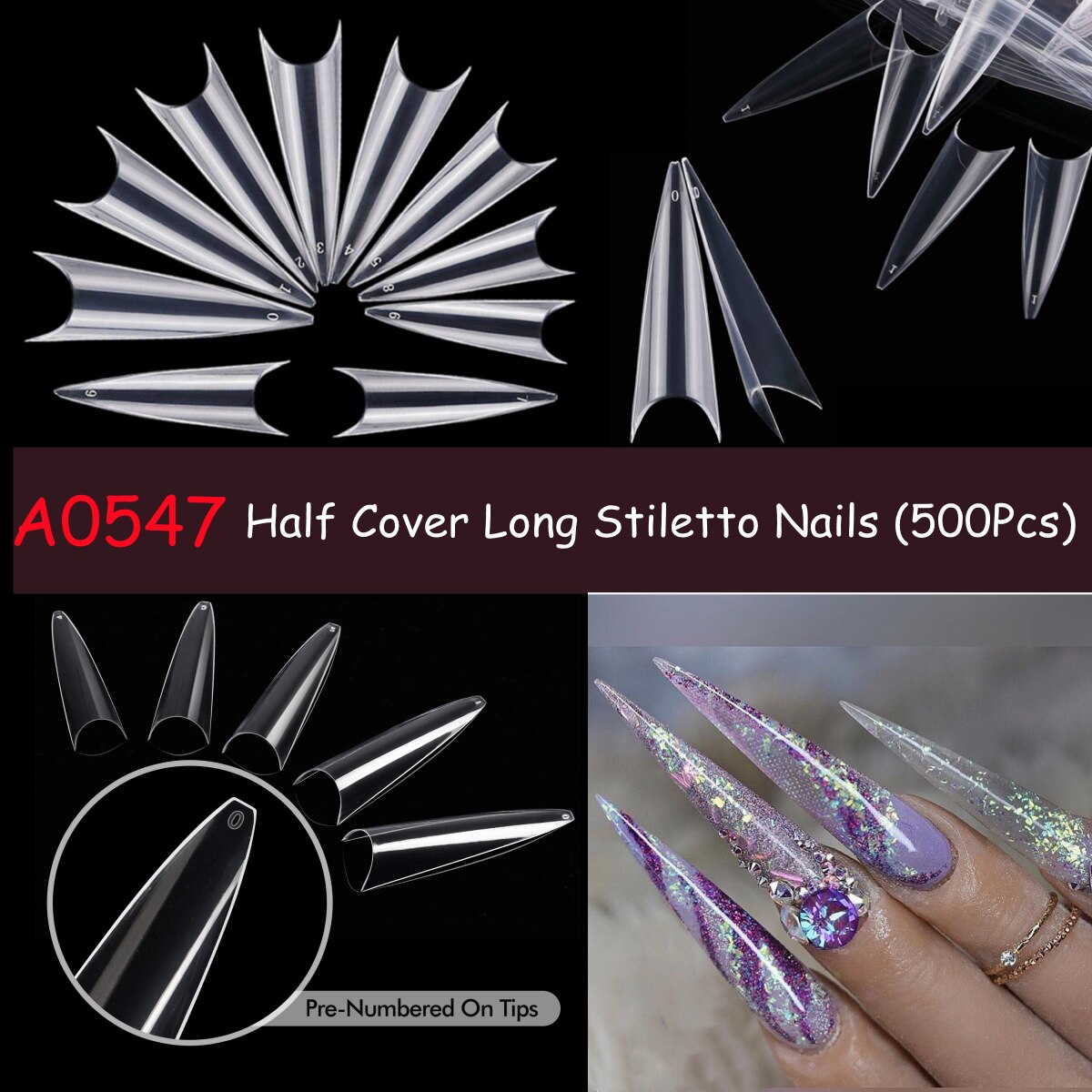 Makartt 500pcs Coffin Nails Long Ballerina False Nails Tips Clear Full Cover Ballet Acrylic Natural Fake Nails Press On Nail