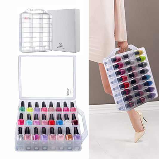 Universal Clear Nail Polish Organizer Holder for 48 Bottles with Adjustable Compartments Portable MAKARTT Nail Polish Case