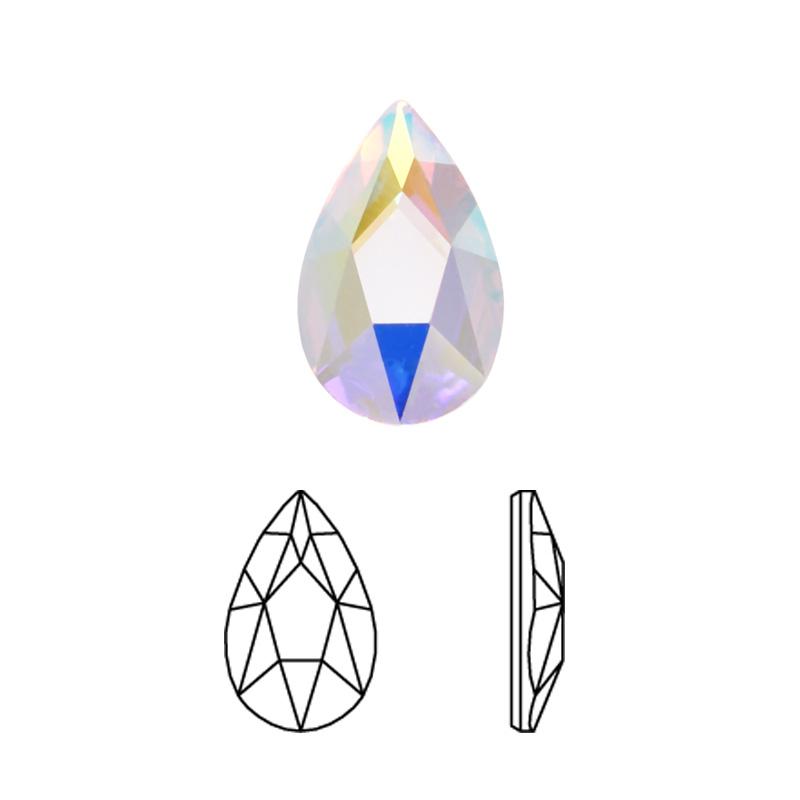 Crystal Rhinestone - Pear Flatback  - Crystal AB