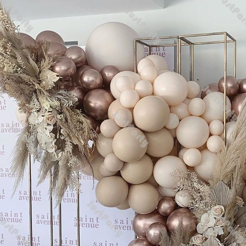 Boho Balloons Garland Kit Wedding Decoraitons Doubled Blush Nude Chrome Champagne Balloon Arch Birthday Party Baby Shower Decor