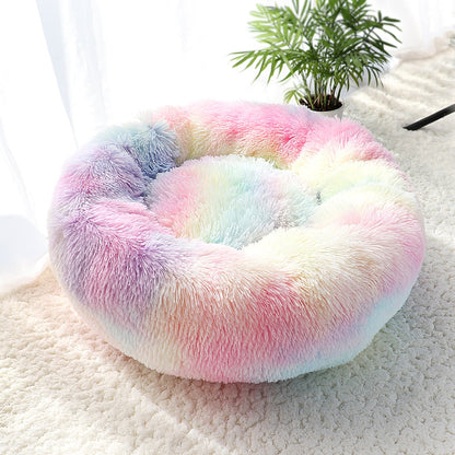 Long Plush Cat Bed House Soft Round Cat Bed Winter Pet Dog Cushion Mats For Small Dogs Cats Nest Warm Puppy Kennel 50/60/70cm