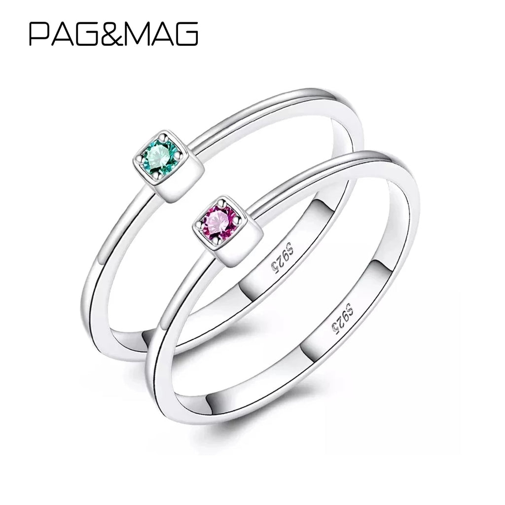 PAG&amp;MAG Real 925 Sterling Silver Ring Gree Red Topaz Rings For Women Gemstone Engagement Rings Silver 925 Jewelry Anillos Mujer