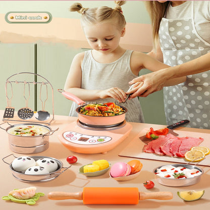 Children's Mini Kitchen Complete Cooking Girl Small Kitchen Set Children's Puzzle Play House Toys Real Cooking Food Set for Kids