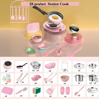 Children's Mini Kitchen Complete Cooking Girl Small Kitchen Set Children's Puzzle Play House Toys Real Cooking Food Set for Kids