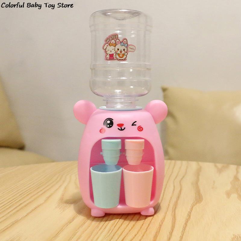Mini Water Dispenser for Children Kids Gift Cute Cold/Warm Water Juice Milk Drinking Fountain Simulation Cartoon Pig Kitchen Toy