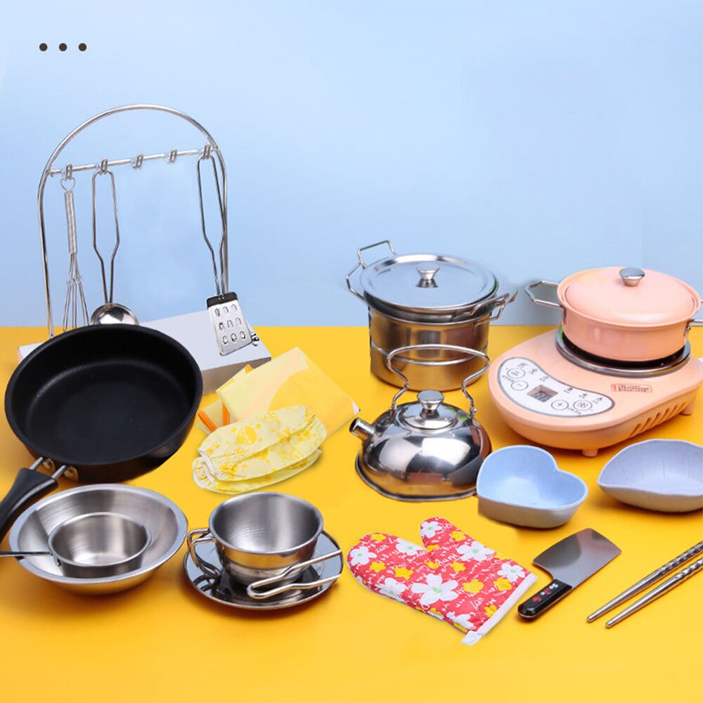Children's Mini Kitchen Complete Cooking Girl Small Kitchen Set Children's Puzzle Play House Toys Real Cooking Food Set for Kids