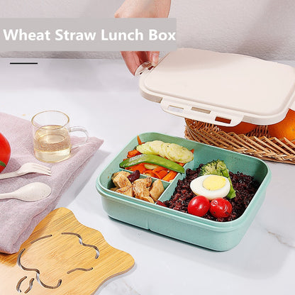 Wheat Straw Lunch Box Microwavable Tableware Students Adult Multi Grids Lunch Boxes Insulation Keep Fresh Leakproof Storage Box