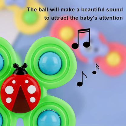 Montessori Baby Spin Top Bath Toys For Boy Children Bathing Sucker Spinner Suction Cup Toy For Kids 2 To 4 Years Rattles Teether