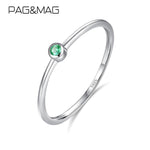 PAG&amp;MAG Real Sterling Silver 925 Ring Green Topaz For Women Thin Circle Gemstone Promis Rings Silver 925 Jewelry Anillos Mujer