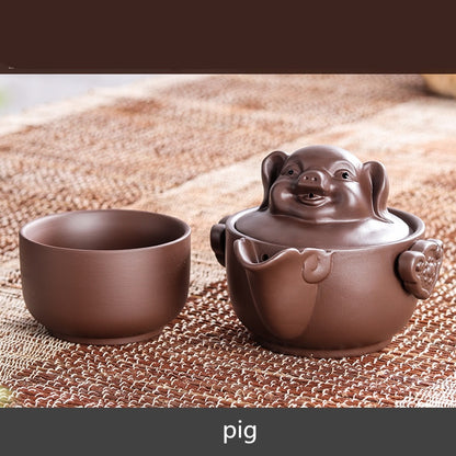 Chinese Twelve zodiac Portable Travel Tea Set Yixing Purple Clay Teapot Quik Pots Teaware Chinese Drink Teapots NLSLASI