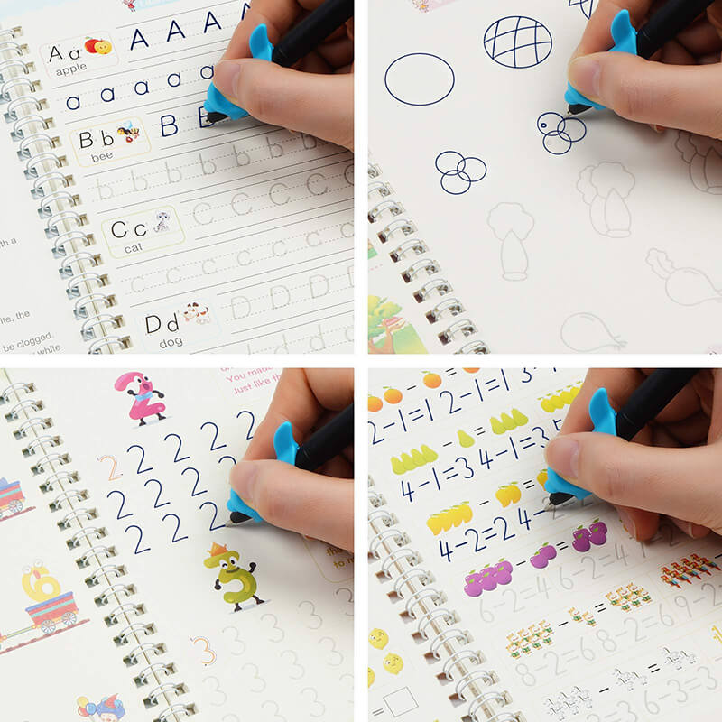 4Books Pen Magic Copy Book Free Wiping Children&#39;s Kids Writing Sticker Practice English Copybook For Calligraphy Montessori Gift