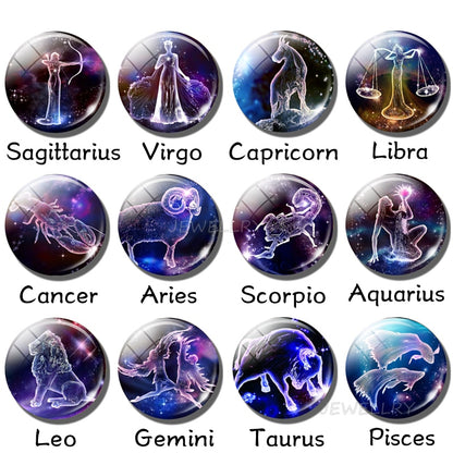 12 Zodiac Signs Glass Dome Constellations Pendant Necklace Fashion Jewelry Women Virgo Cancer Cancer Aries Gemini Birthday Gift