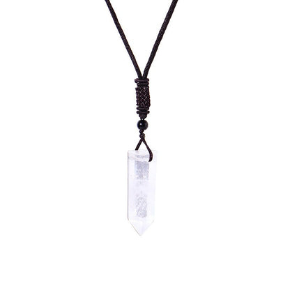 Big Size Natural Crystal Stone Pendant Necklace Hexagonal Point Amulet Pendulum Green Fluorite Citrines Purple Crystal Necklace