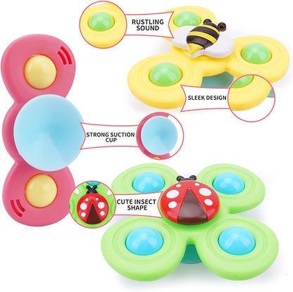 Montessori Baby Spin Top Bath Toys For Boy Children Bathing Sucker Spinner Suction Cup Toy For Kids 2 To 4 Years Rattles Teether