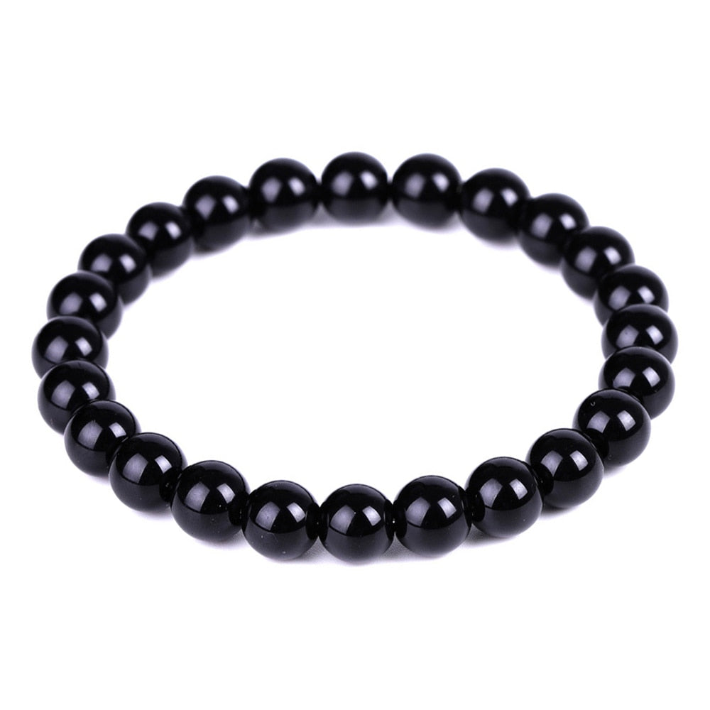 6-14mm Black Obsidian Slimming Bracelet Anklet Yoga Energy Prayer Beads String Beads Jewelry for Women Men Bracelets Gifts