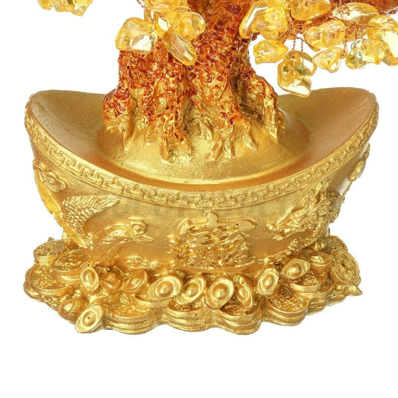 Feng Shui Yellow Lucky Wealth Trees Lemon Quartz Crystal Yuanbao Money Fortune Tree Wealth Luck Feng Shui Ornaments